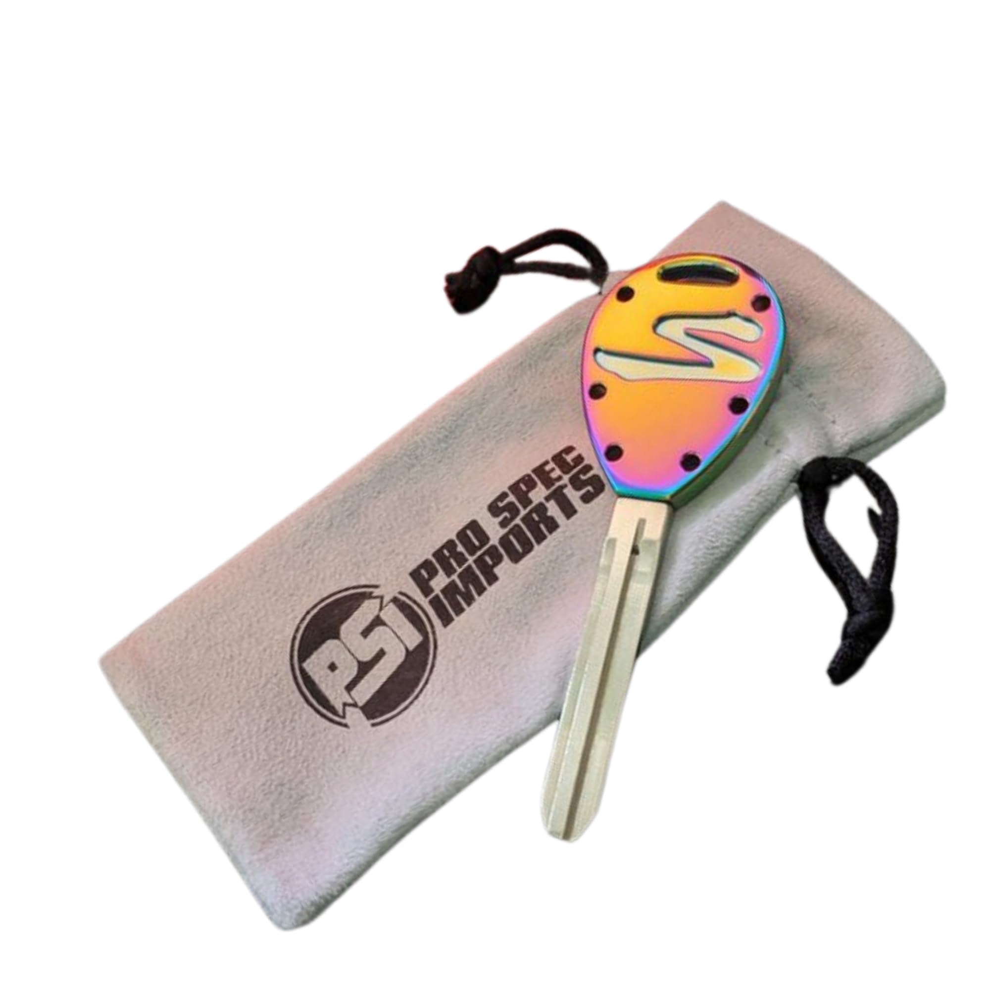 Pro Spec ImportsNeo Chrome' Billet Titanium Key for Toyota A80 / MK4 Supra, spare key blank, keychain, oem