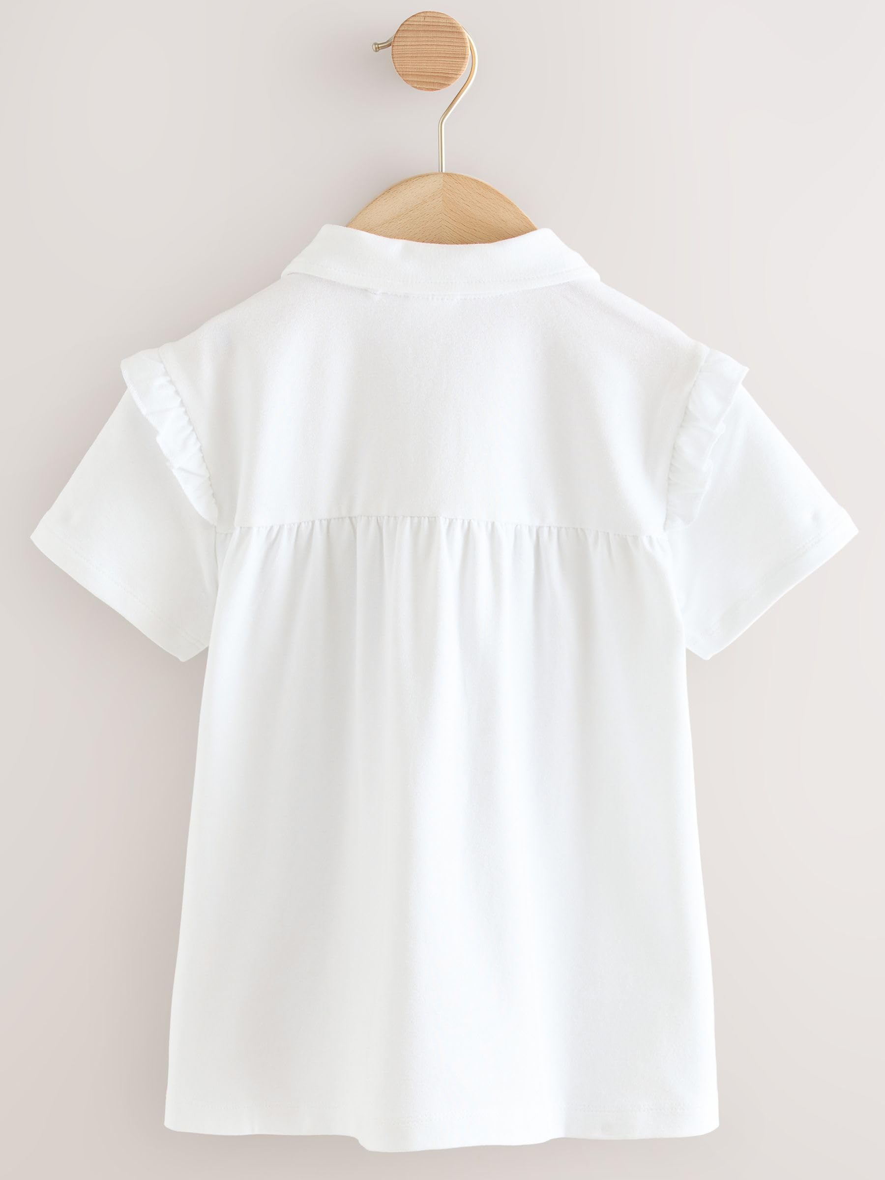 NEXT Fille Polo d’école en Coton Stretch avec Volants aux épaules, Lot de 2
