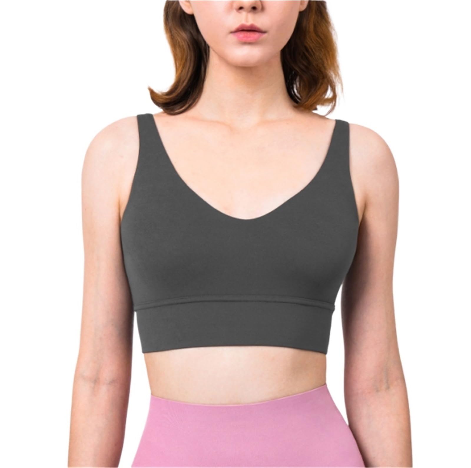 Sujetador Deportivo Sujetador Deportivo Largo con Cuello En V For Mujer, De Yoga Sin Aros, Top Corto Acolchado Bajo Impacto Mujer(G,M)
