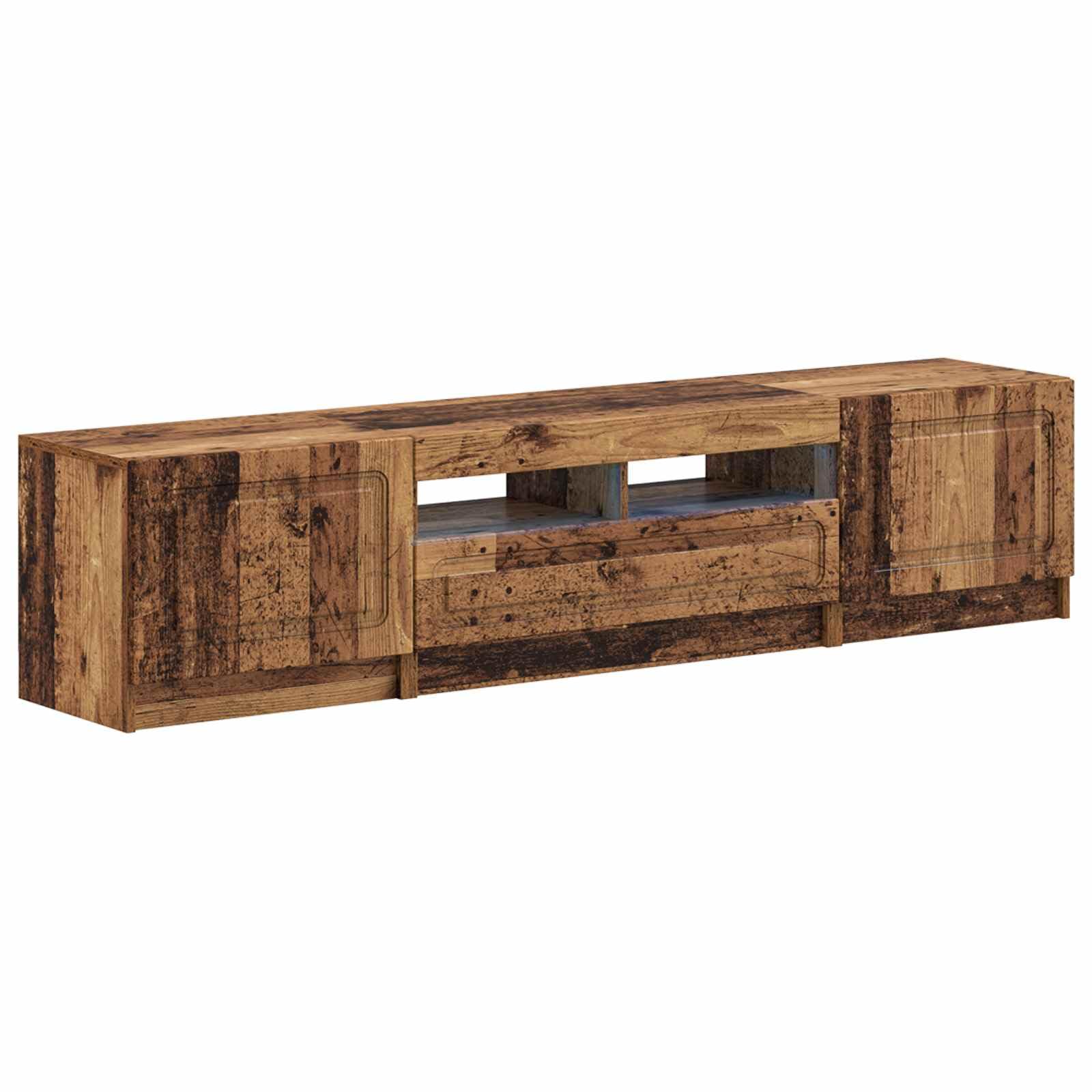Gabinete de TV LED de 5 piezas, madera vieja, material con