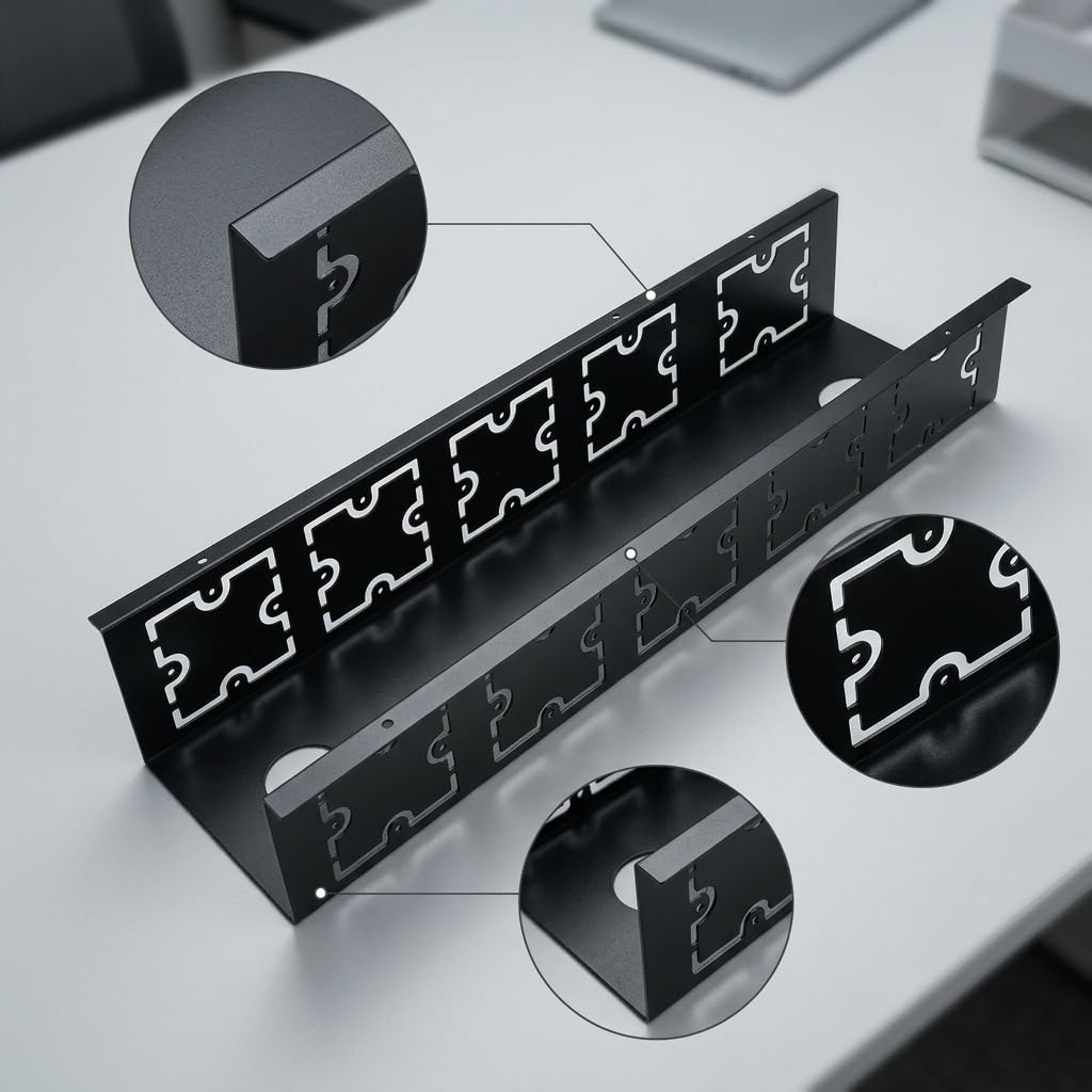Supporto per Cavi in Acciaio con Viti per Scrivania Computerizzata Gestione Fili Sotto Banco Contenitore Rack per Postazione Lavoro, 750mm lungo