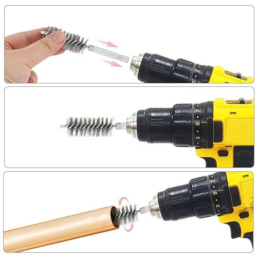 Miniatura 6 de 6 cepillos de limpieza de tubos de acero inoxidable, 0.47 pulgadas, 0.75 pulgadas, 1 pulgada de acero inoxidable, cepillo de limpieza de alambre