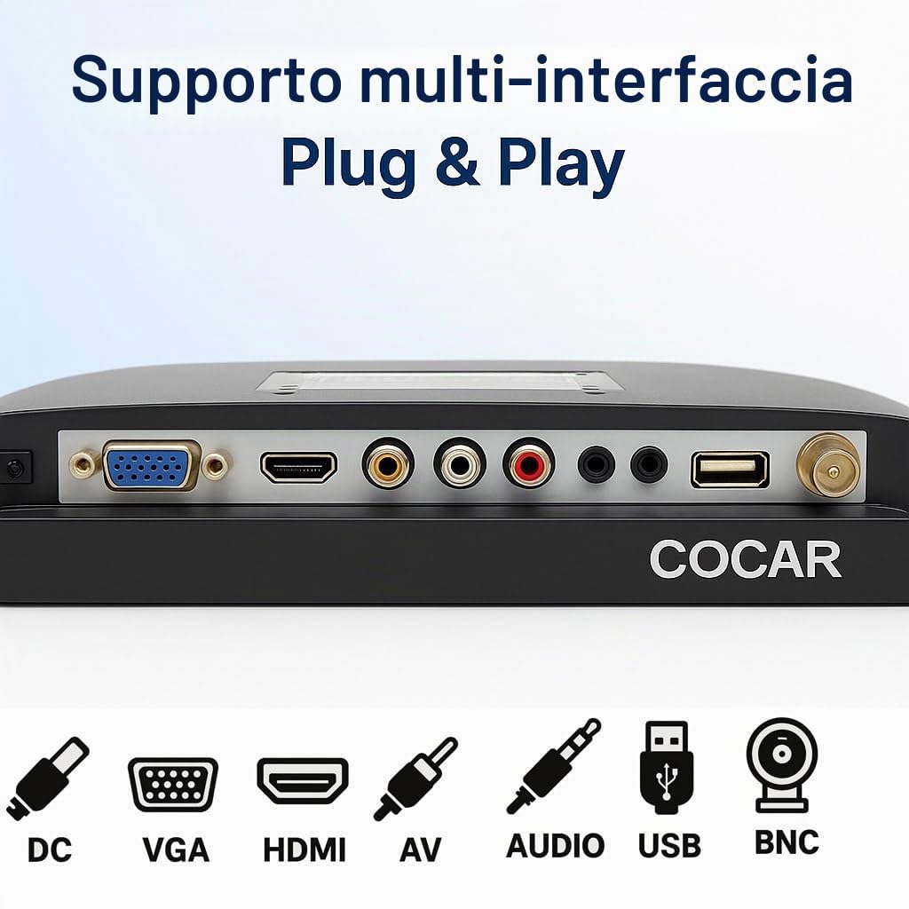 Cocar 17" CCTV Sicurezza Monitor, 4:3 1280x1024 LCD HD Schermo(LED Retroilluminazione) con AV/HDMI/BNC/VGA/USB Drive Lettore Altoparlante Integrato per Casa/Negozio Sorveglianza Telecamera PC STB