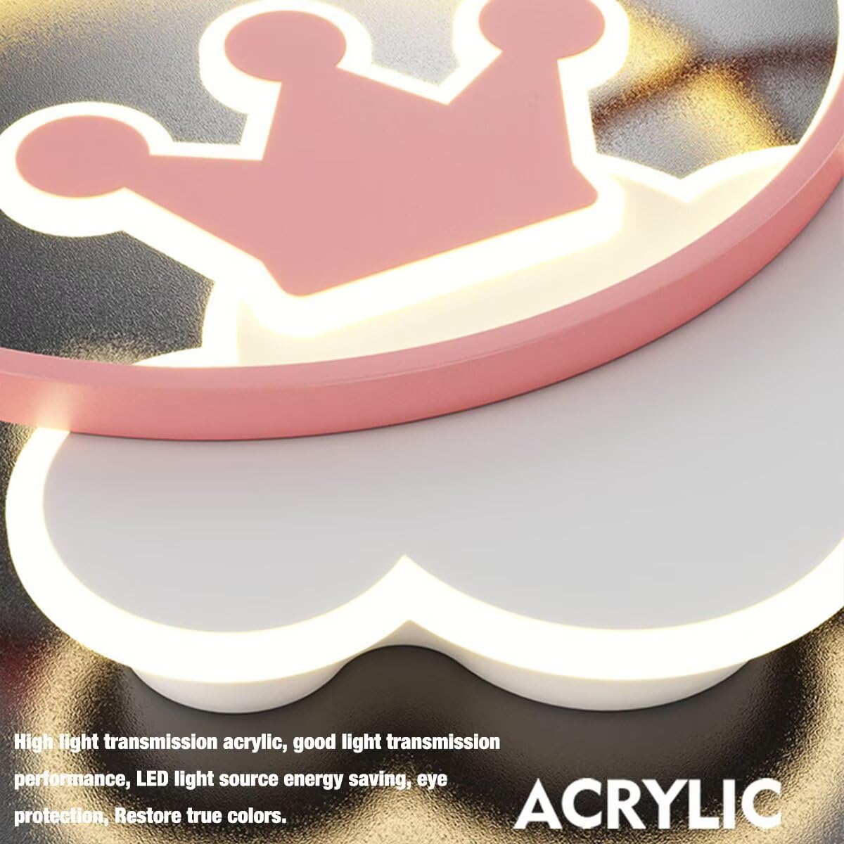 Lámpara de techo LED con forma de nube y corona rosa creativa, lámpara de techo de fantasía para habitación infantil, lámpara de araña para dormitorio de niñas, atenuación continua, 38 W