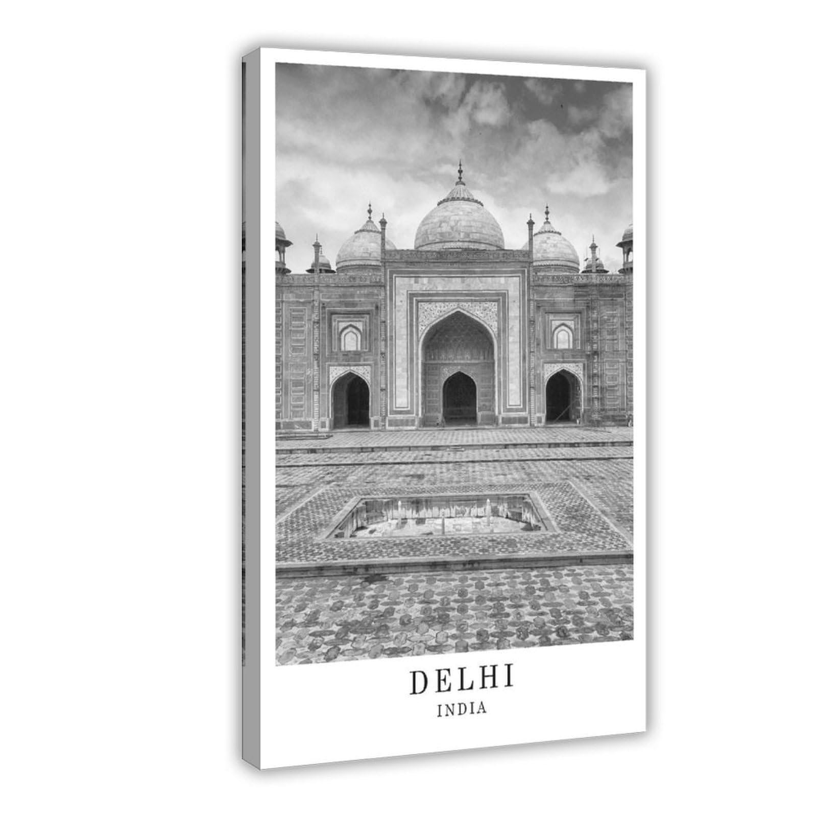 HEYANM Delhi India Travel Poster Delhi Black And White Photo City Landmark Wall Art Print Art Decor Poster Gift Jpg Canvas Poster Bedroom Office Room Decor Gift Frame 20x30inch