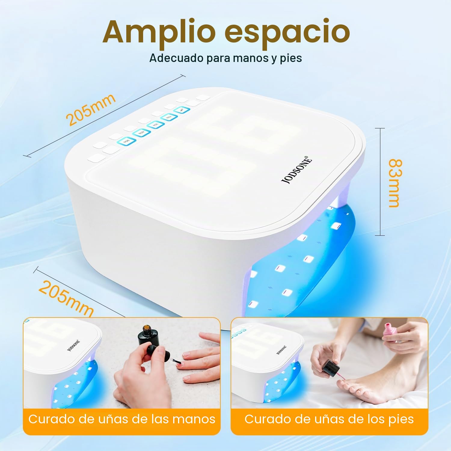 JODSONE Lámpara Uñas Semipermanentes UV con 4 Temporizadores - Pantalla Digital Reversible LCD Grande Recargable para Salón y Hogar