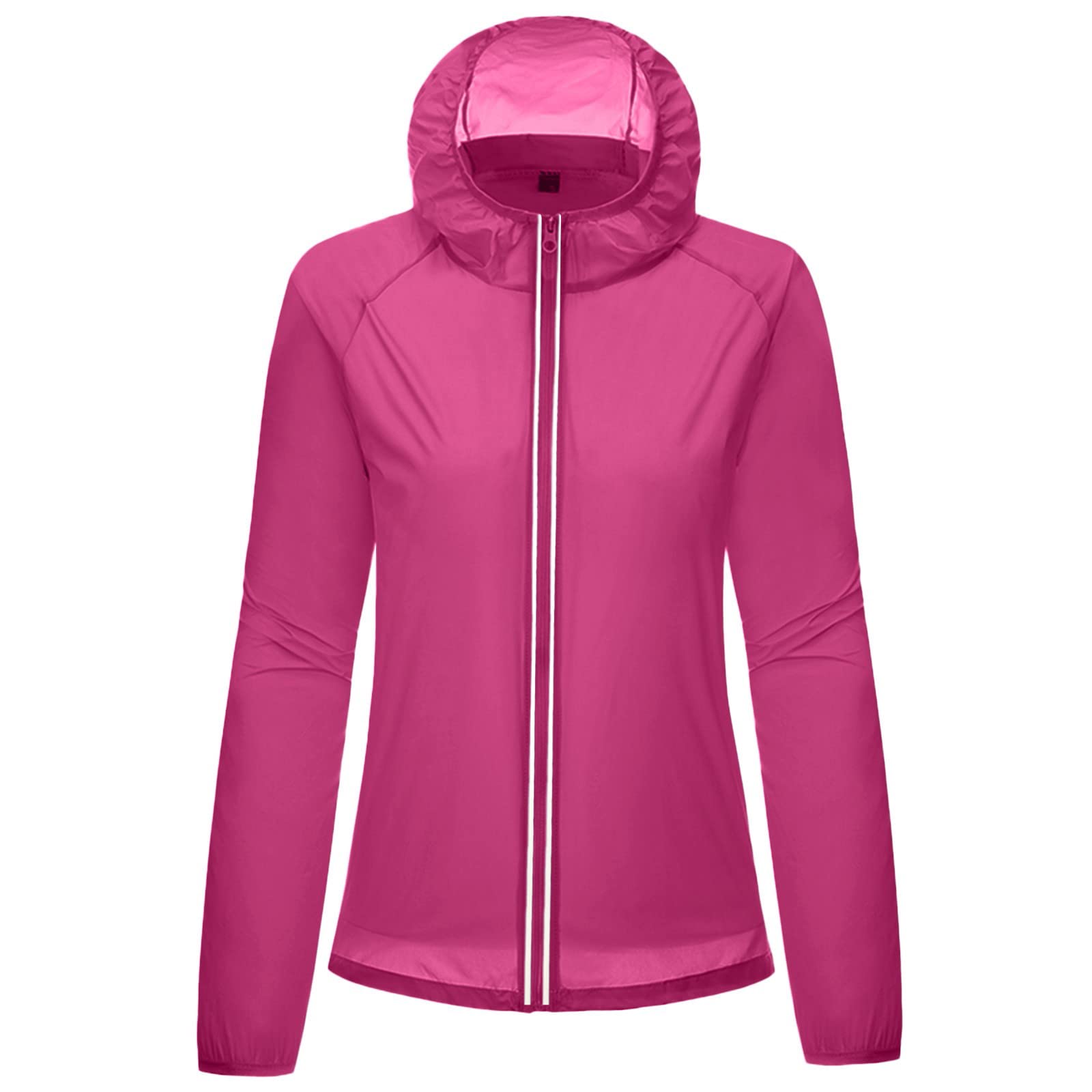 IQYU Jas kuitlengte dames waterdichte solide jas capuchon maat vrouwen regenjas Windfast Plus jassen voor vrouwen jas getailleerd, lila, L