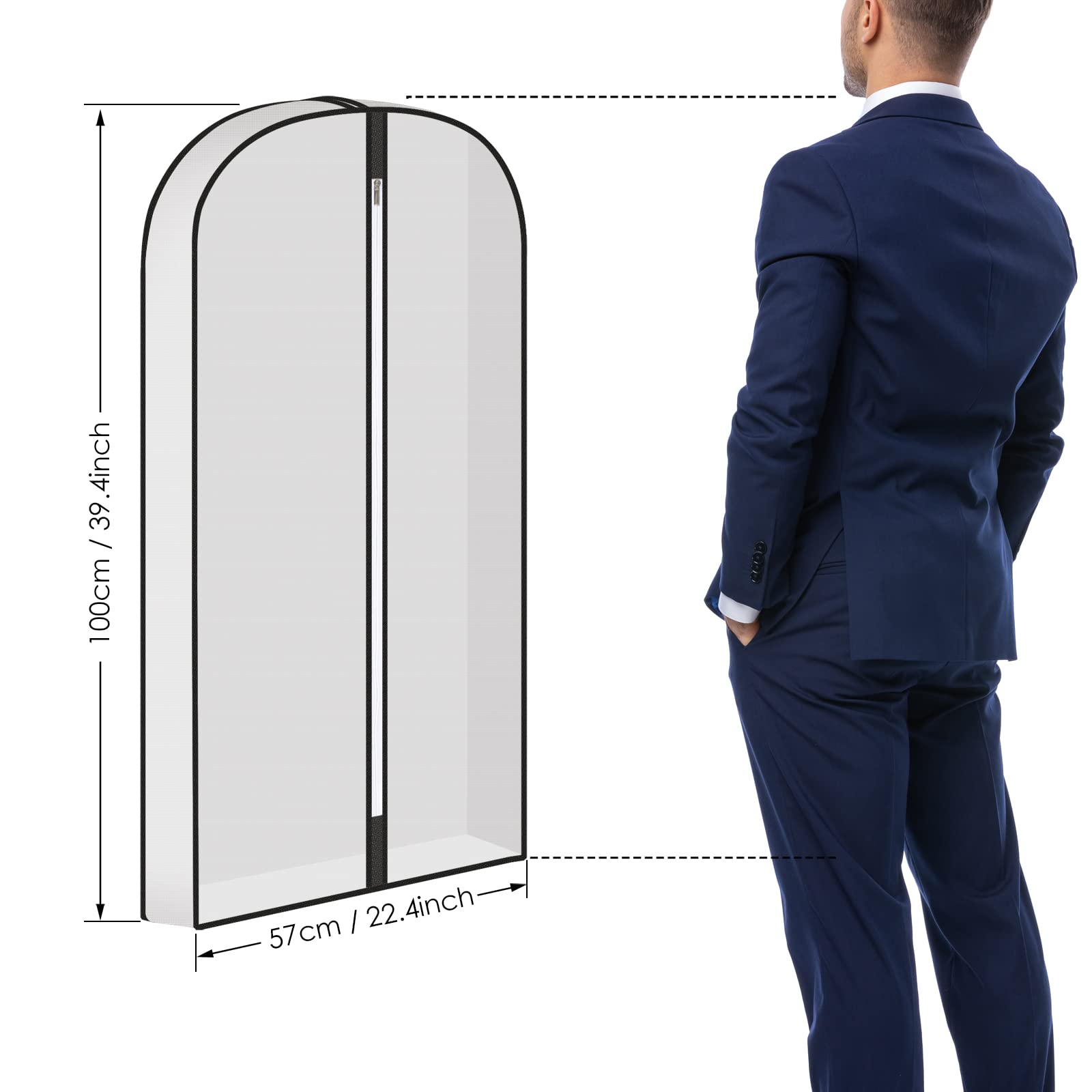 Sac à Vêtements Suspendu Léger Transparent à Fermeture éclair Complète Sacs De C