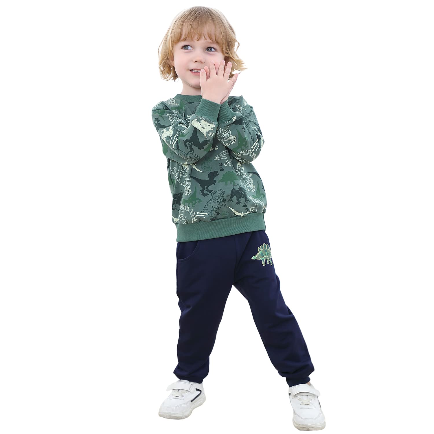 Volunboy Dinozaur zestaw ubrań dla malucha, bluza + spodnie do joggingu, 2-częściowy zestaw