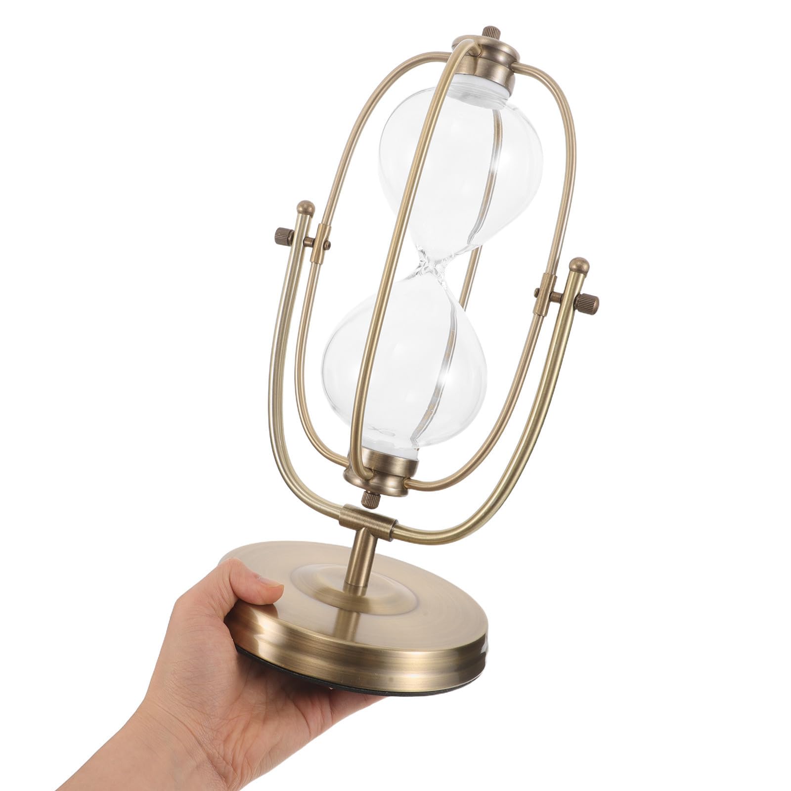 Sablier Rotatif Vintage Vide en Verre et Alliage pour Bureau