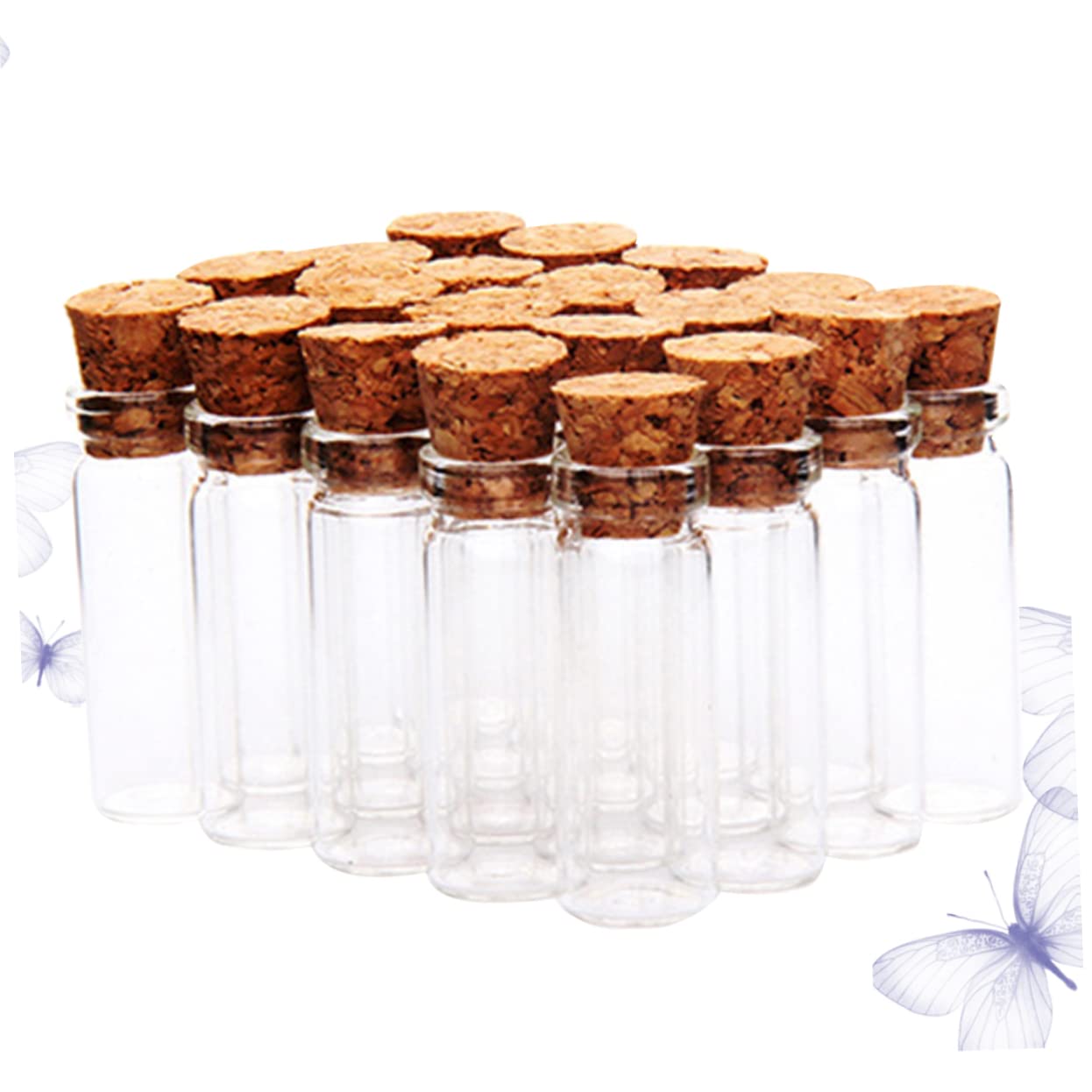 Kleiner Wunschflaschen Transparent 24 Stück aus Glas mit Korken, 55ml