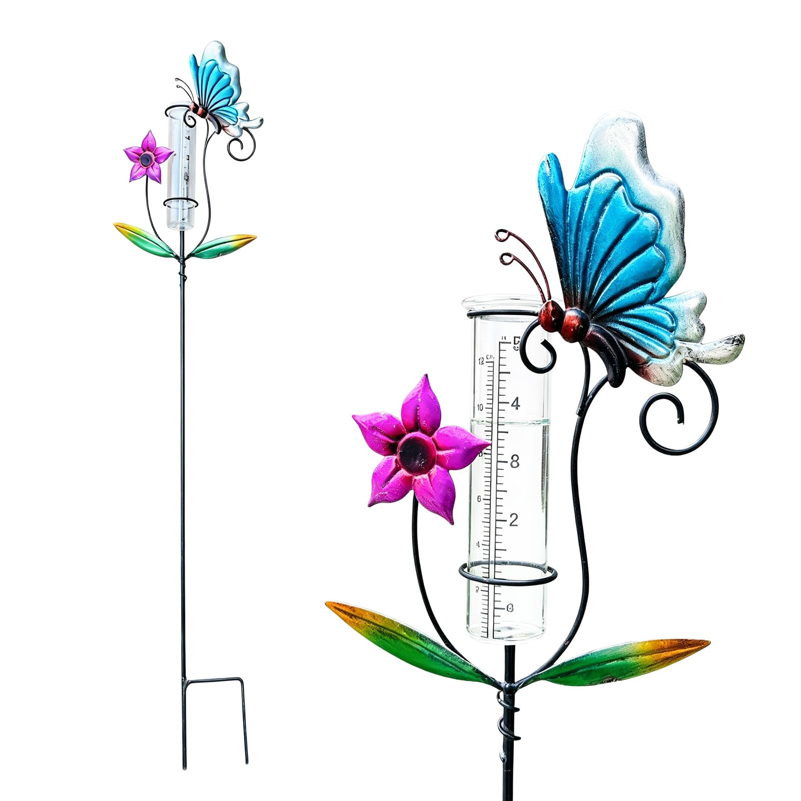 BYZESTY Coloré Pluviometre Exterieur Jardin, 89cm Pluviomètre pour Jardin, Coloré Pluviomètre de Décoration, Pluviomètre de Jardin, pour Pelouse, Terrasse, Champs, Patio, Déco Extérieure