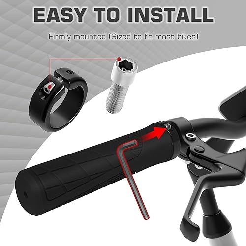 Miniatura 3 de BUCKLOS Agarres antideslizantes para manillar de bicicleta, agarre único para manillar de bicicleta de montaña, empuñaduras de bicicleta para