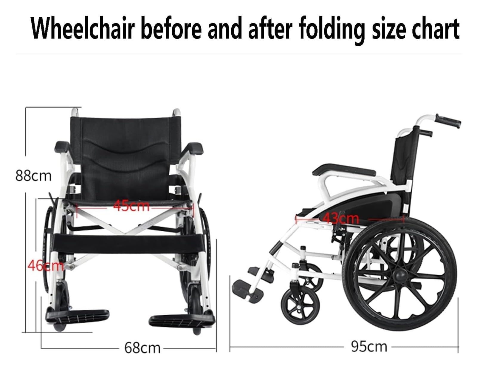 Silla de ruedas, silla de ruedas plegable, silla de ruedas manual ligera con reposapiés ajustable de 3 niveles y ruedas traseras de poliuretano de 18 pulgadas
