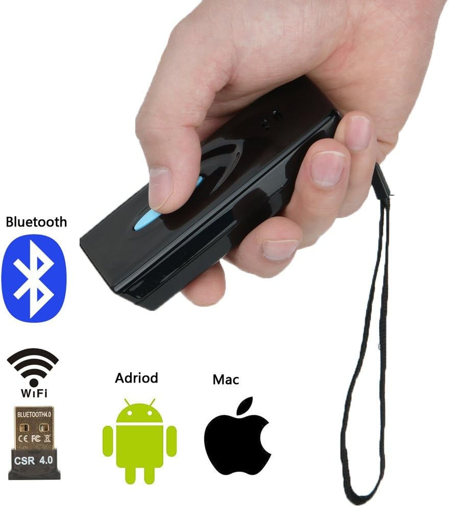 Kercan Bluetooth Barcode Scanner, 1D Portable Wireless Laser Line code Reader For POS/Android/IOS/Imac/Ipad/Windows + Bluetooth 4.0 Receiver