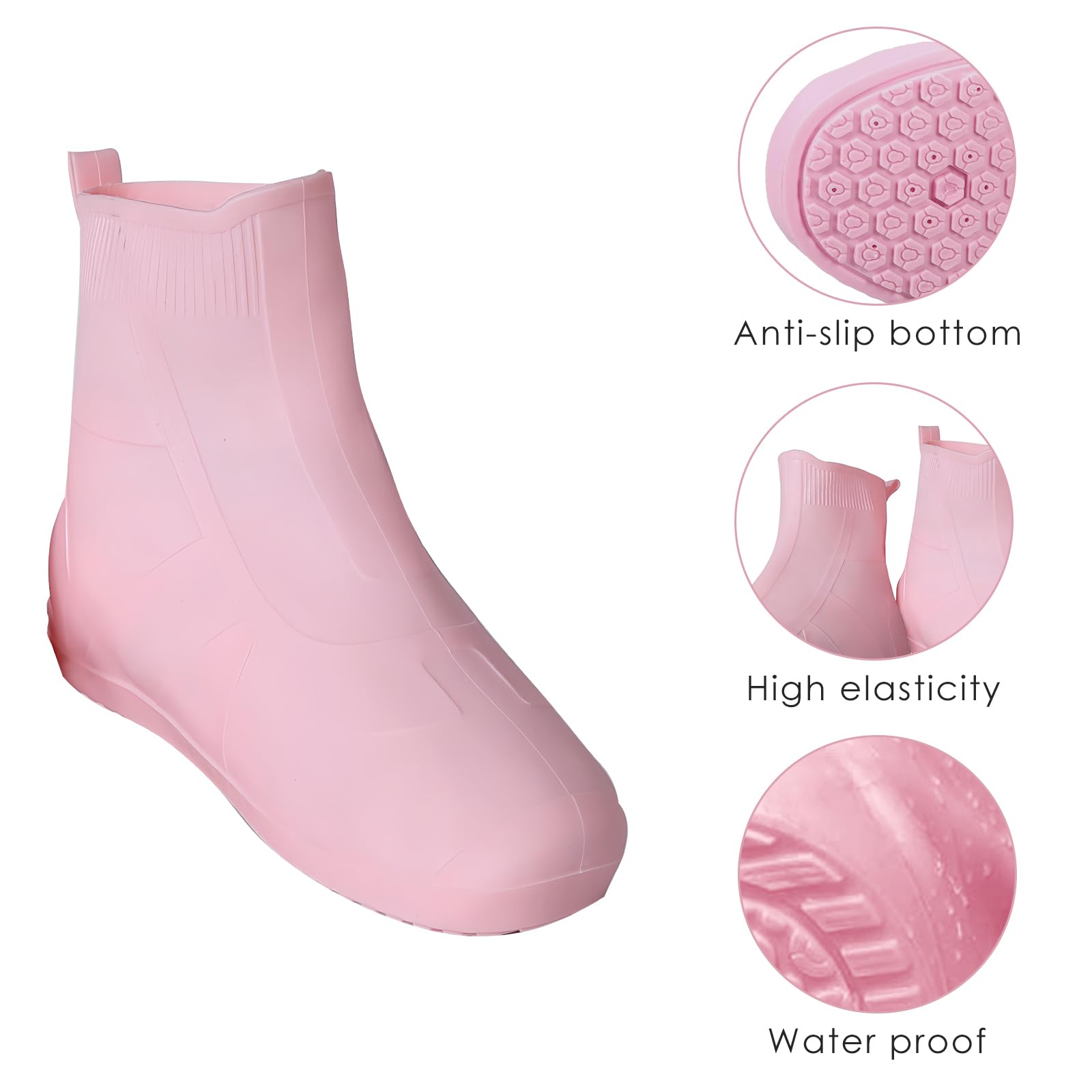 Adorila Silicone Waterproof Shoe Covers for Kids, Anti-Slip Anti-Friction and Portable Waterproof Shoe Covers, Kid Shoe Covers for Outdoor Home Travel Rain Boots (Pink, L)