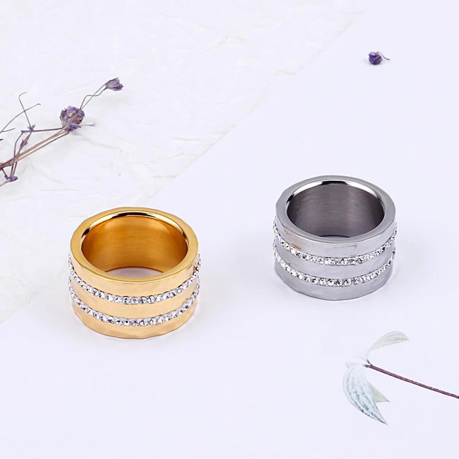 Ring Ringe Damen Bijouterie Herren Design Gold Farbe Charm Ringe Für Frauen Zweireihige Cubic Zirkon Hochzeit Phantasie Verschiedene Größen Verlobungsringe