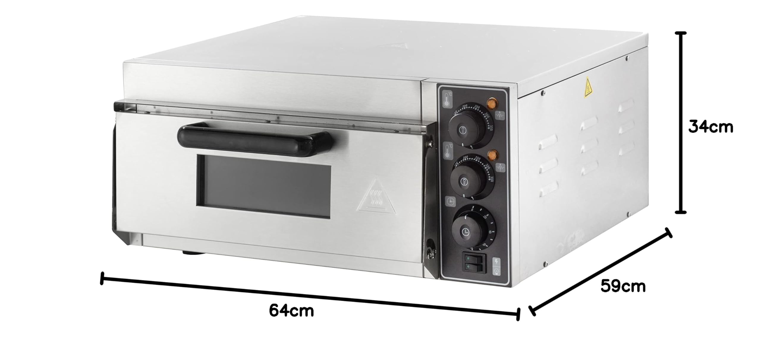 GastroHero Forno per pizza da 35 cm, elettrico per pizza con fondo in ceramica, per 1 pizza Ø 35 cm, forno elettrico per pizza per gastronomia