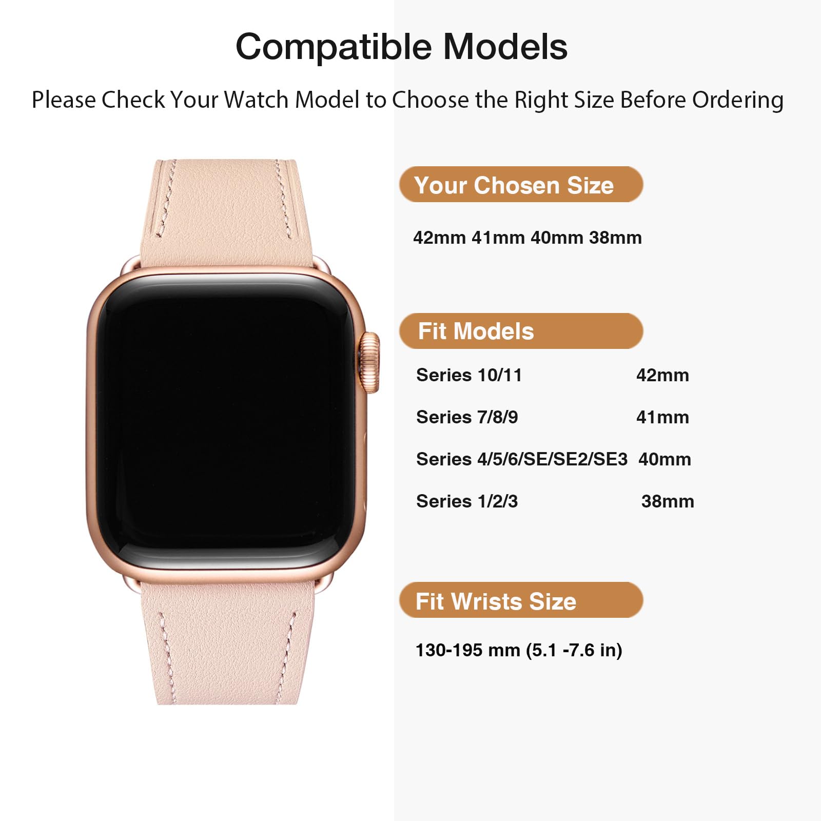 Correa de repuesto de piel auténtica para iWatch Series 6, 5, 4, 3, 2, 1, iWatch SE, compatible con Apple Watch Band 38 mm 40 mm 42 mm 44 mm, para mujeres y niñas 4