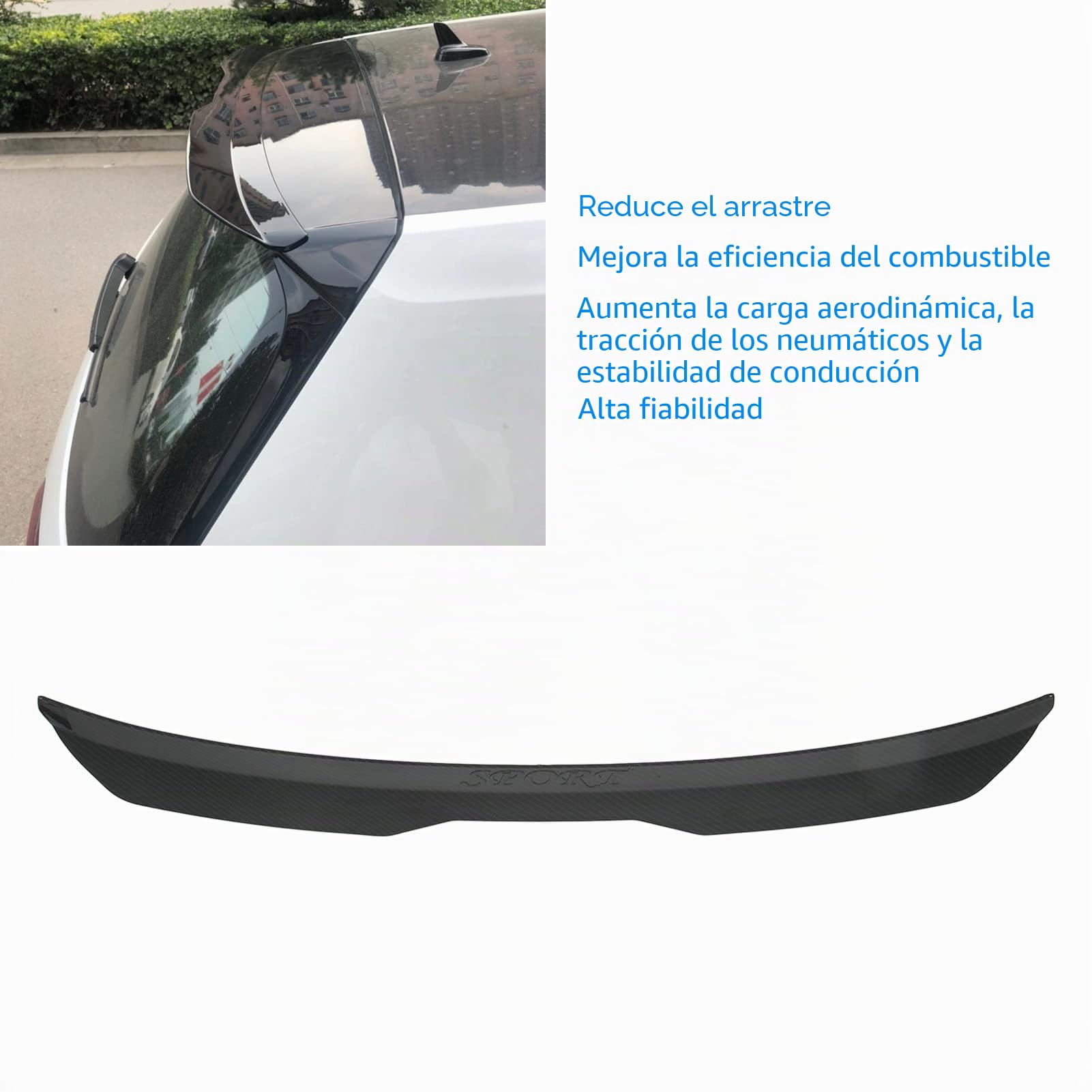 Alerón Trasero Universal para Coche, Alerón de Techo ABS para MK1-MK7 (2000-2022), Estilo de Fibra de Carbono