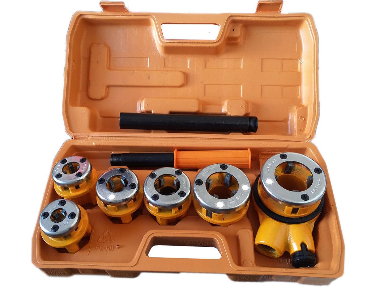 Set Filiera Manuale per Tubi Idraulici con Cricchetto e Prolunga 7 Pezzi | Filiere 1/4" - 1.1/4" con Pettini in Acciaio e Valigetta Rigida | Kit Professionale per Idraulici e Installatori