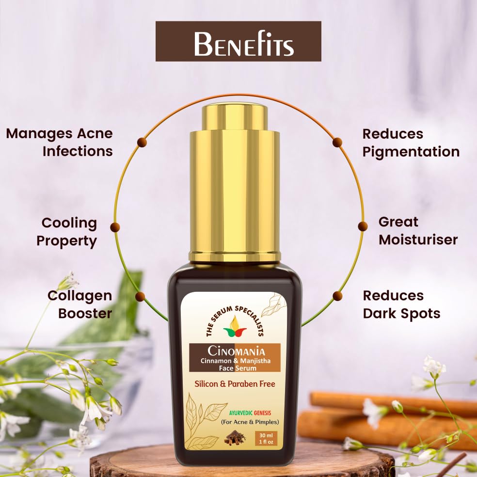Image of Cinomania Face Serum - Revitalizes & Rejuvenates Skin | Infused with Cinnamon for a Spiced Glow | Stimulates Circulation | All Skin Types - 30ml