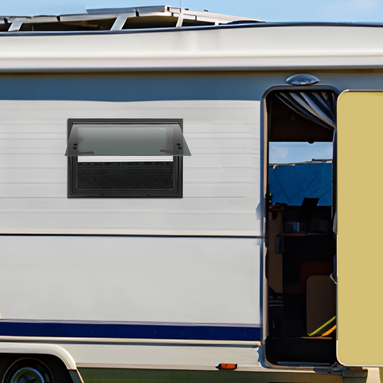 Fenêtre à fermeture éclair 500 x 350 mm, fenêtre basculante pour camping-car avec verrouillage sécurisé, fenêtre de remorque pour caravane et véhicules industriels, angle d'ouverture max. 85°