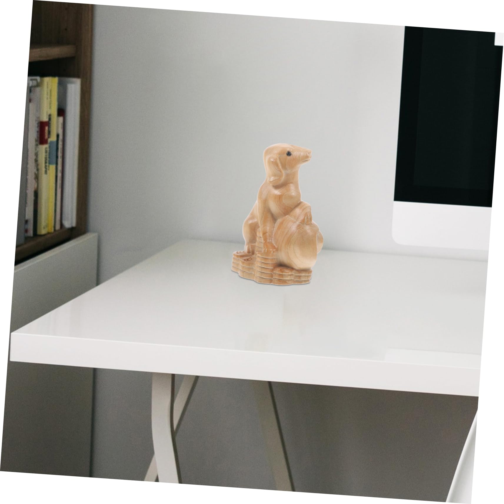 Amazon.co.jp: WRITWAA 木製犬の彫刻 おしゃれな犬の装飾品 大型桃木十
