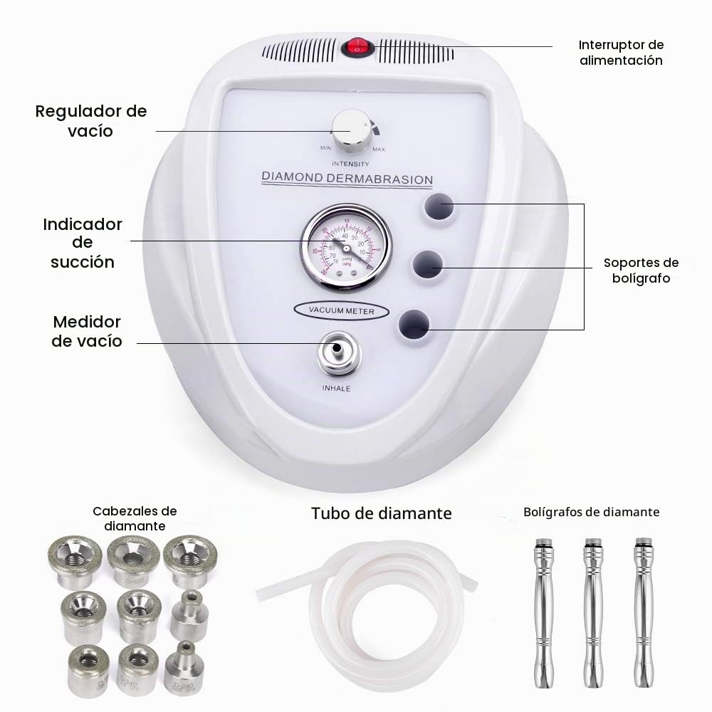 [Versión Mejorada] 65-68 cmHg Dispositivo Profesional de Dermoabrasión, Microdermoabrasión de Diamante, Peeling Facial, Equipo de Belleza para Salón y Uso Doméstico