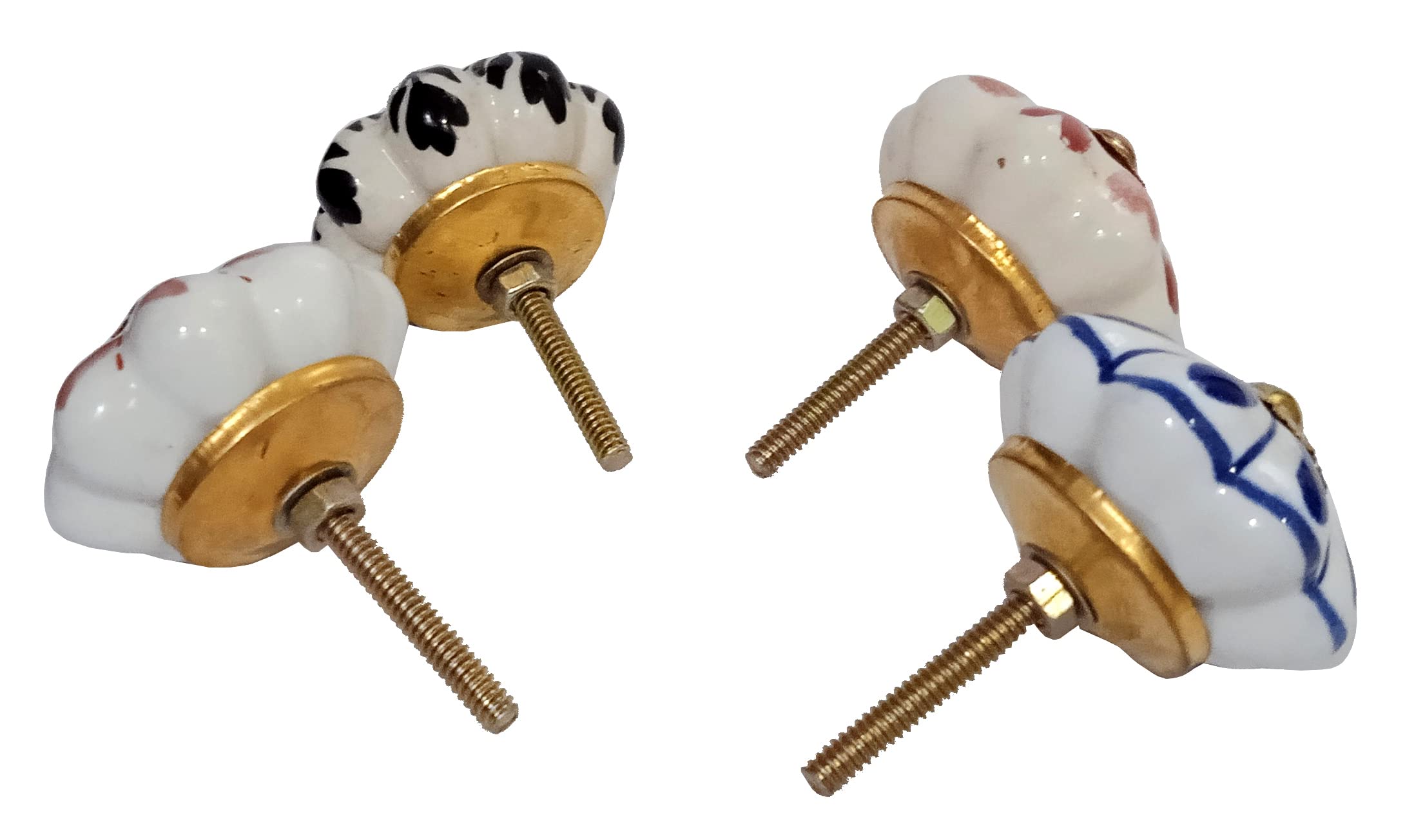 Purpledip Ceramic Knobs Set of 4: Door Drawer Cupboard Pull Handles, Multicolor (12403), Small - Image 4