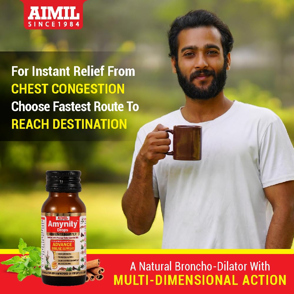 AIMIL Amynity Drops (25ml) | Natural Immunity Booster with 8 Essential Oils | Advanced Immune Support for Cold, Sinus & Relief from Gastric Discomfort & Nausea — Amazon image 4