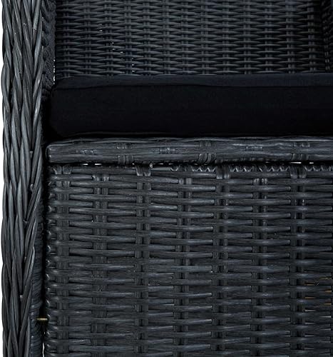 Miniatura 8 de Sillas de patio con cojines, 2 piezas, ratán de polietileno, gris oscuro, comedor, sillas de mesa para comedor, sillas para mesa de comedor, playa,