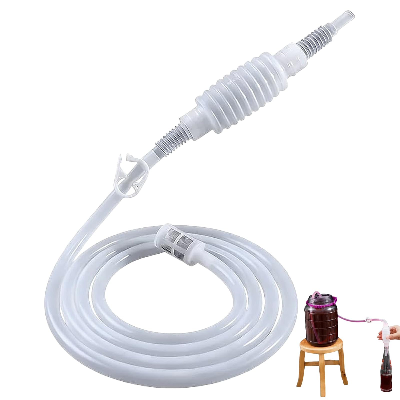 Home Brew Beer Siphon Filter Set, Home Brew Equipment, Brewing Equipment, for Home DIY Homebrew Mead Cider Fruit Juice Bottling Container(Transparent 160cm)