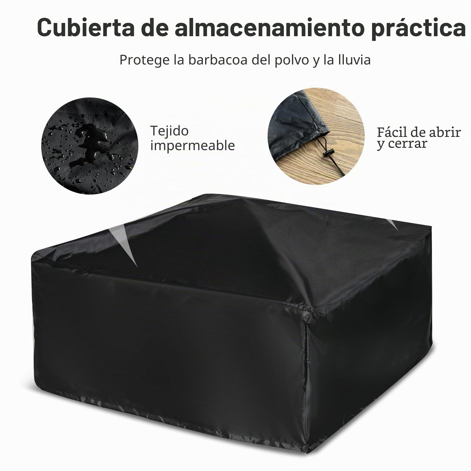 KOMFOTTEU Brasero Exterior 3 en 1, 81 x 81 cm, Mesa para Hoguera con Atizador, Rejilla para Leño, Rejilla para Barbacoa, Pozo de Fuego Metálico con Protección contra Chispas, Picnic Camping, Negro
