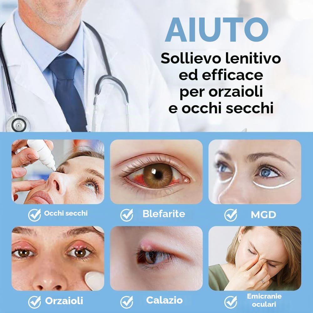 Aroma Season Maschera riscaldata per occhi secchi, impacco caldo per occhi con semi di lino grafene FIR per MGD, sindrome dell'occhio secco, trattamento blefarite calazio, terapia del calore umido a