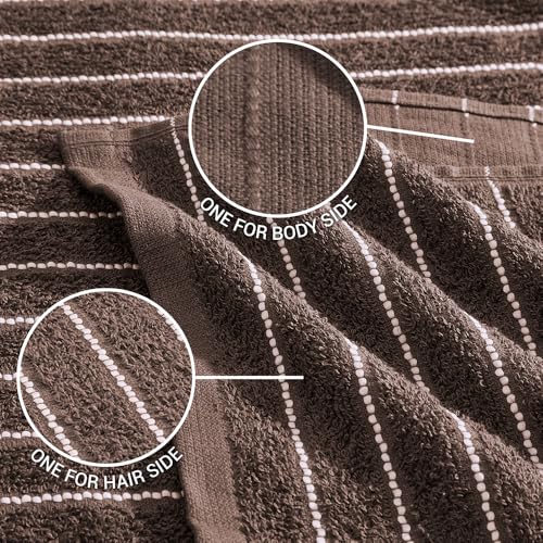 Image of Welspun 2-in-1 Towels for Bath Large Size | 100% Cotton Bath Towel | 250 GSM | High Absorbency & Quick Dry | Soft Feel | Bath Towel for Men & Women | 70 x 150 cm | Chocolate