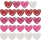 STMK Natural Rattan Decorative Balls, 24 Pcs 2.36' Heart Shaped, for Valentine's Day Decor, DIY Vase Bowl Filler, Wedding Decoration (Red, Rose, Pink, White)