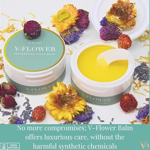 Miniatura 8 de V-Flower Balm - Bálsamo orgánico vulva, alivia la sequedad femenina, picazón, enrojecimiento, ardor, olor, rozaduras e irritación, totalmente