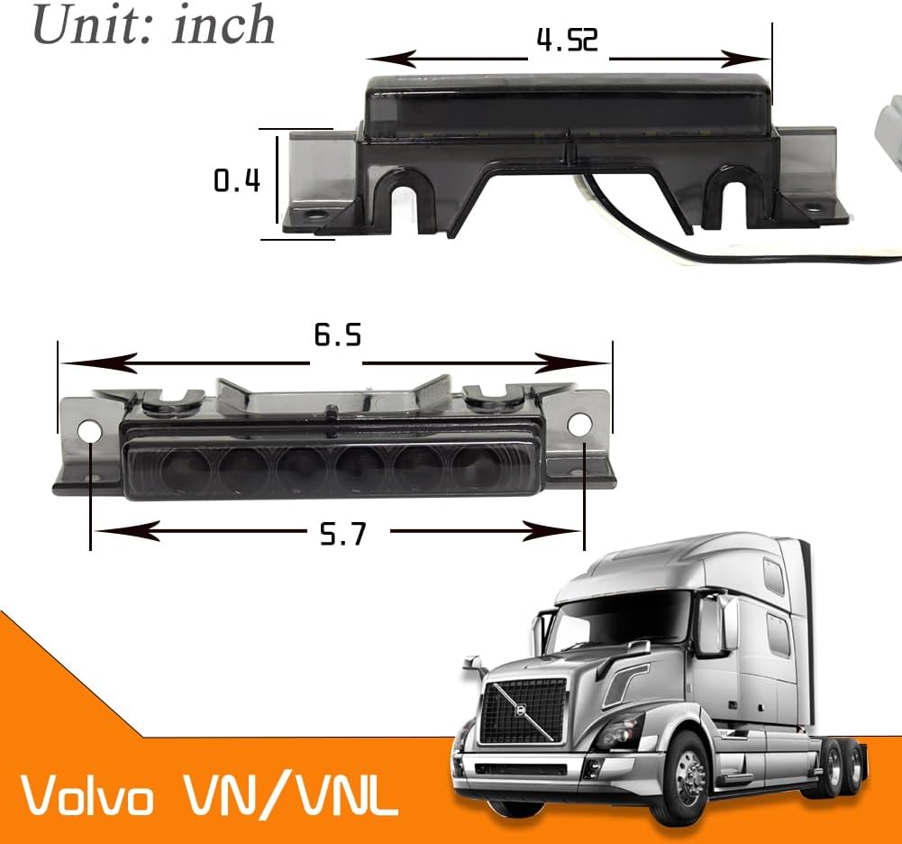 ADIIL 5PCS White 6LED Cab Roof Top Clearance Light Assembly Smoked Lens Marker Running Lamps For Volvo 2004 VN/2003-2020 VNL Trucks (Smoked Lens Amber Lights)