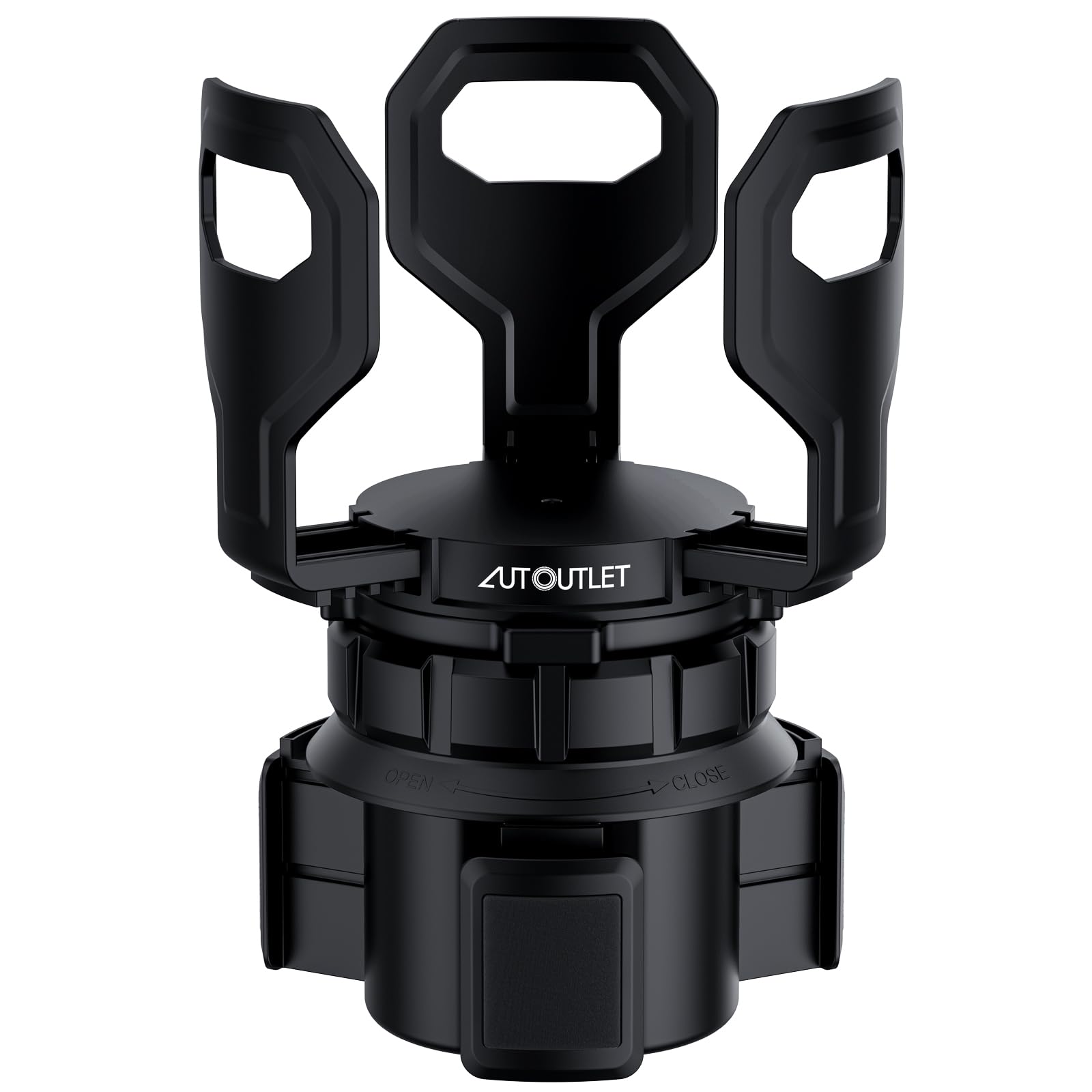 AUTOUTLET Versatile Round Cup Holder Expander ALL BLACK, Adjustable for Diameter 6.5-9.5cm, Securely Holds Cups, Water Bottles, and Travel Mugs in Your Car