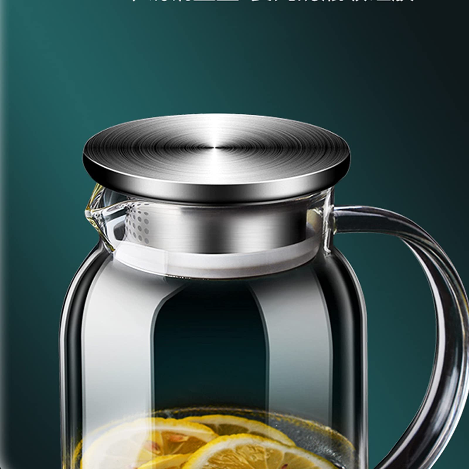 Jarra de Vidrio de Borosilicato, Jarra de Té Helado de Acero Inoxidable, Limpia Fácil para Jugo, Leche, Frío o Calor