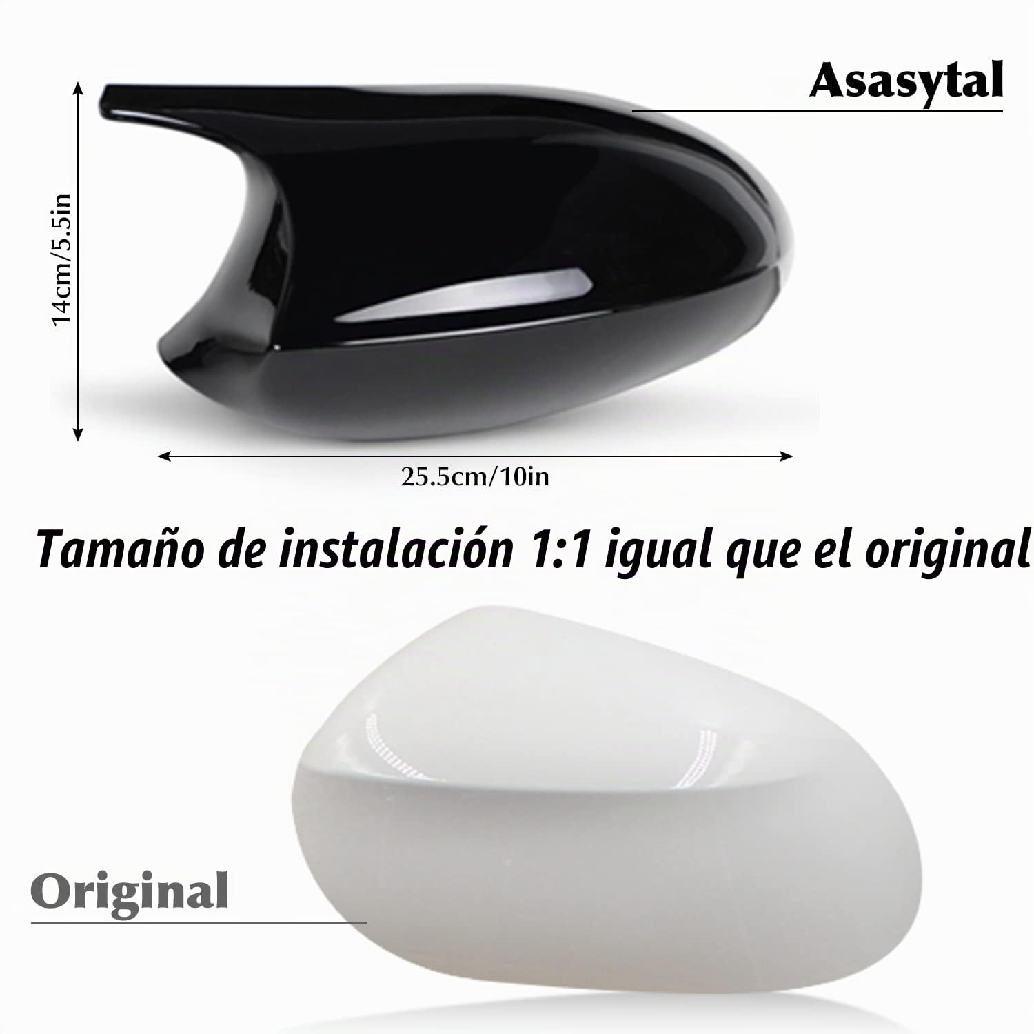 Cubiertas del Espejo De La Puerta Lateral, Espejo Retrovisor Cubierta Decorativa del espejo lateral Compatible con BMW E87 E81 E82 E88 E90 E91 E92 E93 PRE-LCI, Negro Brillante, 1 Par