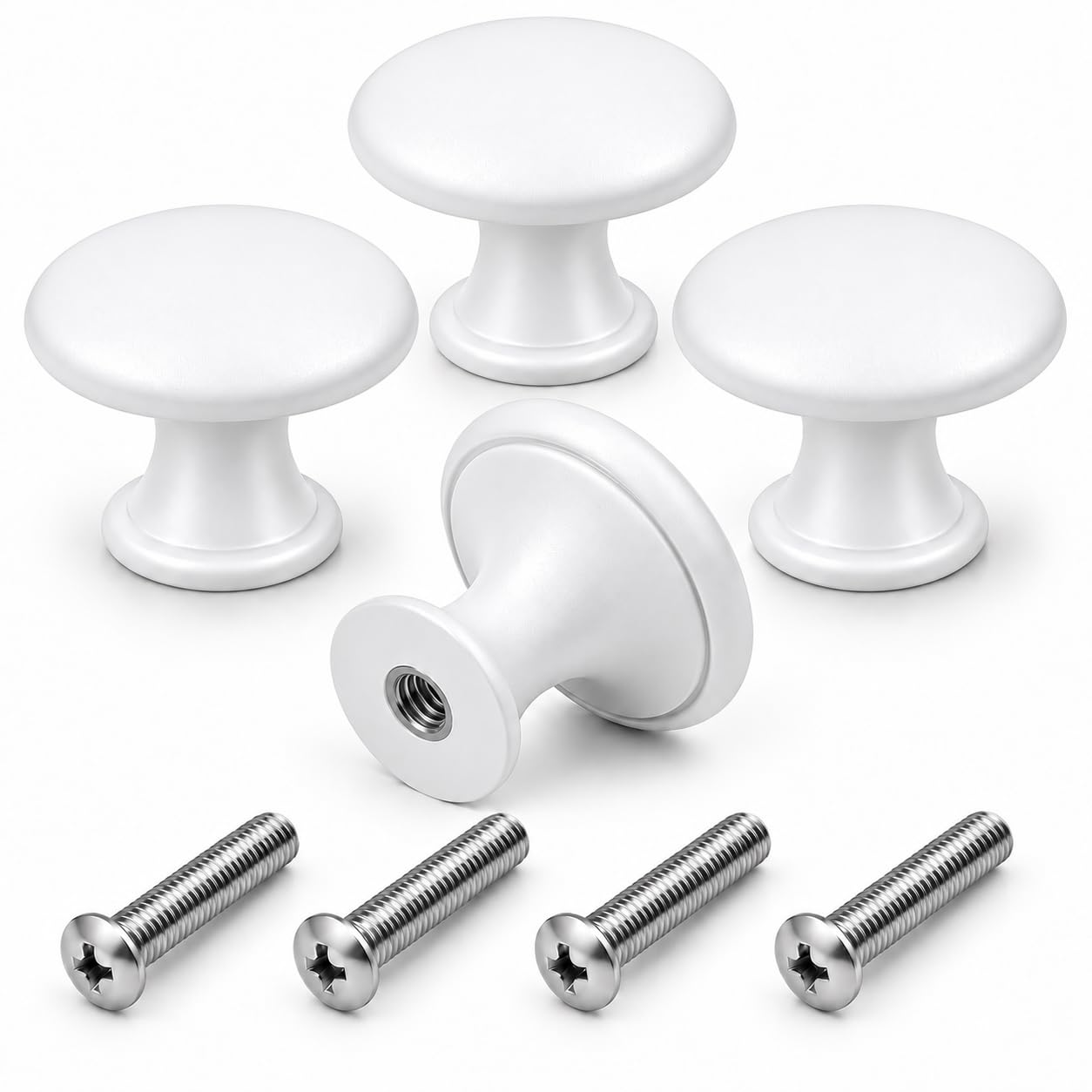 QZKJQDD Cabinet Knobs Cupboard Knobs, 4 Pack White 30mm Furniture Handles — image 1