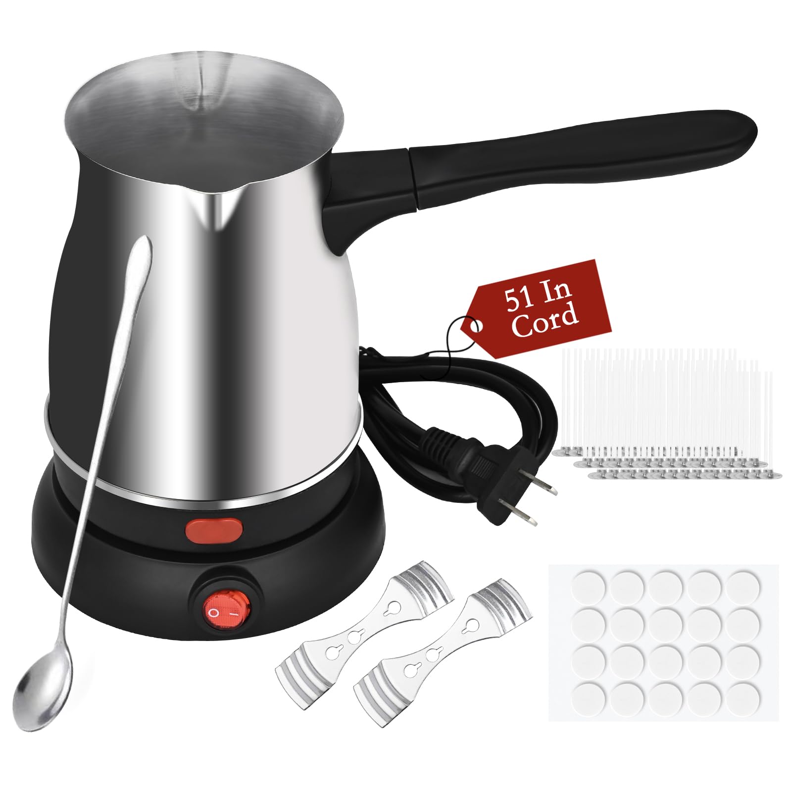 TOKPELA Wax Melter for Candle Making, Stainless Steel Electric Candle Wax Melter, Double Pouring Spout Candle Wax Melting Pot with 51IN Cord and Hot Plate, Candle Making Pot Kit for Beginners