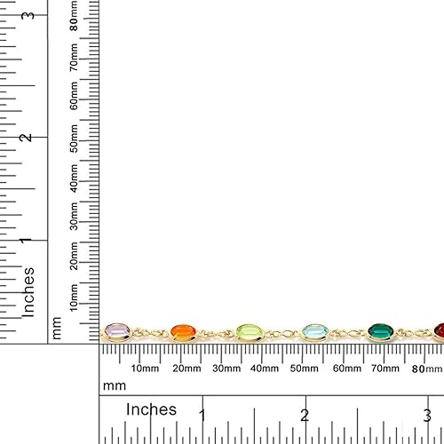 Miniatura 3 de Tobillera pulsera de latón bañado en oro y cristal multicolor de 10 pulgadas