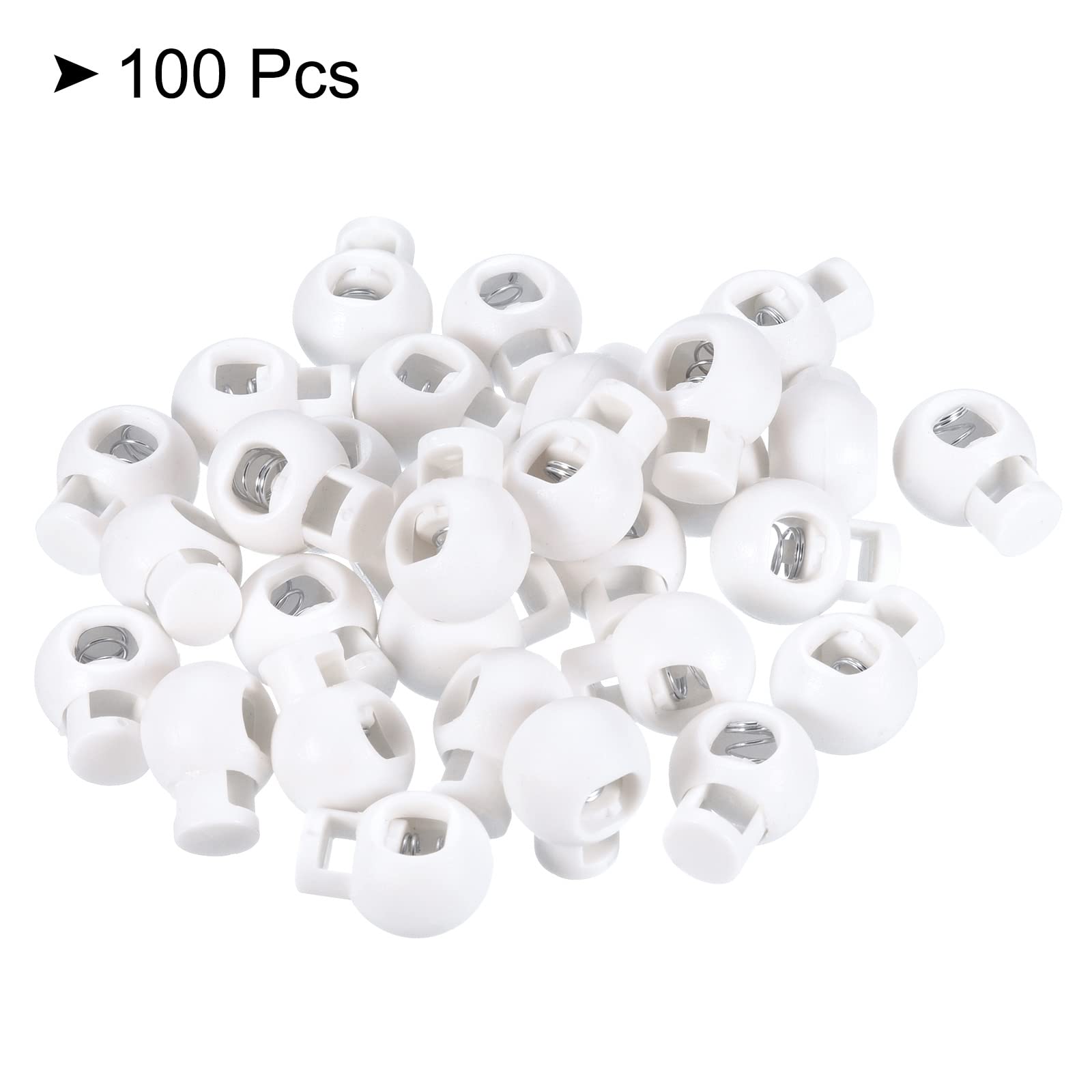 PATIKIL Cord Locks, 100 Pack Ball Spring Toggle Stopper for Drawstring Bag Shoelaces Frosted White, 17x22mm - Image 3