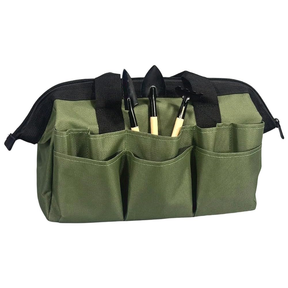 EasyByMall Juego de delantales de herramientas de jardinería, tela Oxford 600D, bolsa de cintura con múltiples bolsillos con correas seguras y botones a presión para cama de flores, parches de