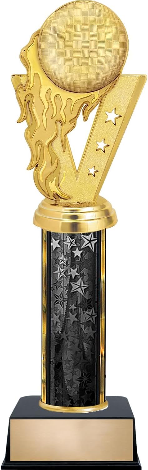 Customizable 11" Fireball Kickball Black Star Trophy Award, Engrave Now