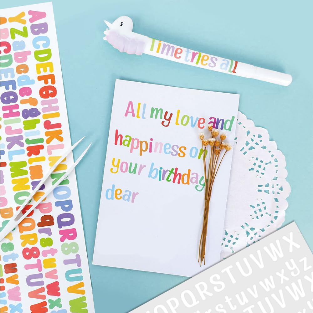 6 Fogli Adesivi Glitterati Alfanumerici – Lettere Colorate Per Scrapbooking E Decorazioni Fai Da Te