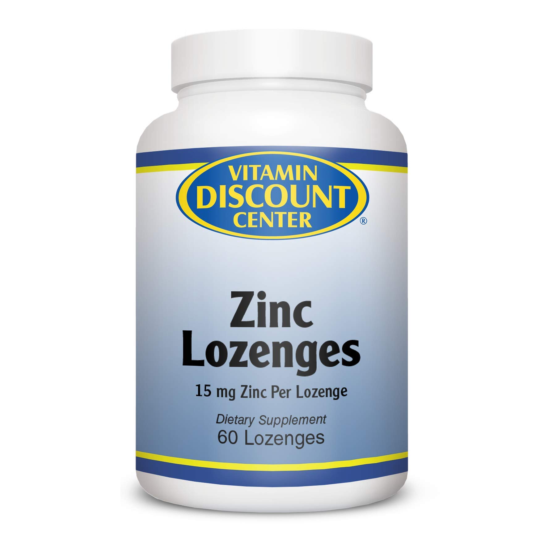 Vitamin Discount CenterZinc Lozenges, 15 mg Zinc, with 60 mg Vitamin C, Natural Lemon Flavor, 60 Lozenges